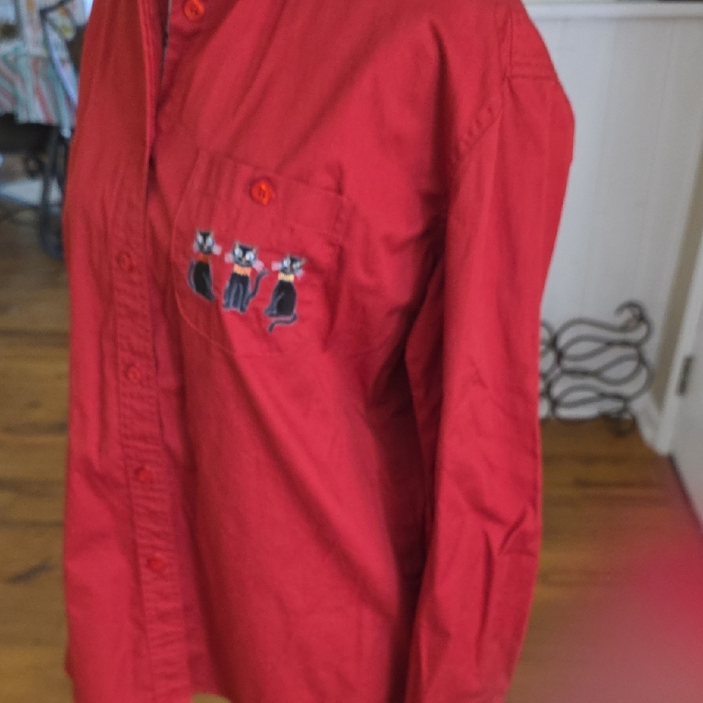 Mountain Lake Red Cotton Shirt with Navy Label - Picture 4 of 5